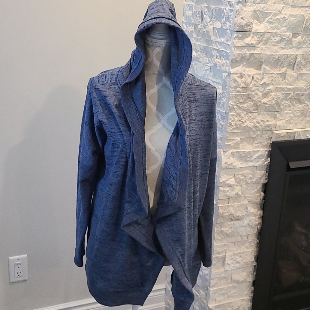 Athleta blue hooded cardigan with poc…